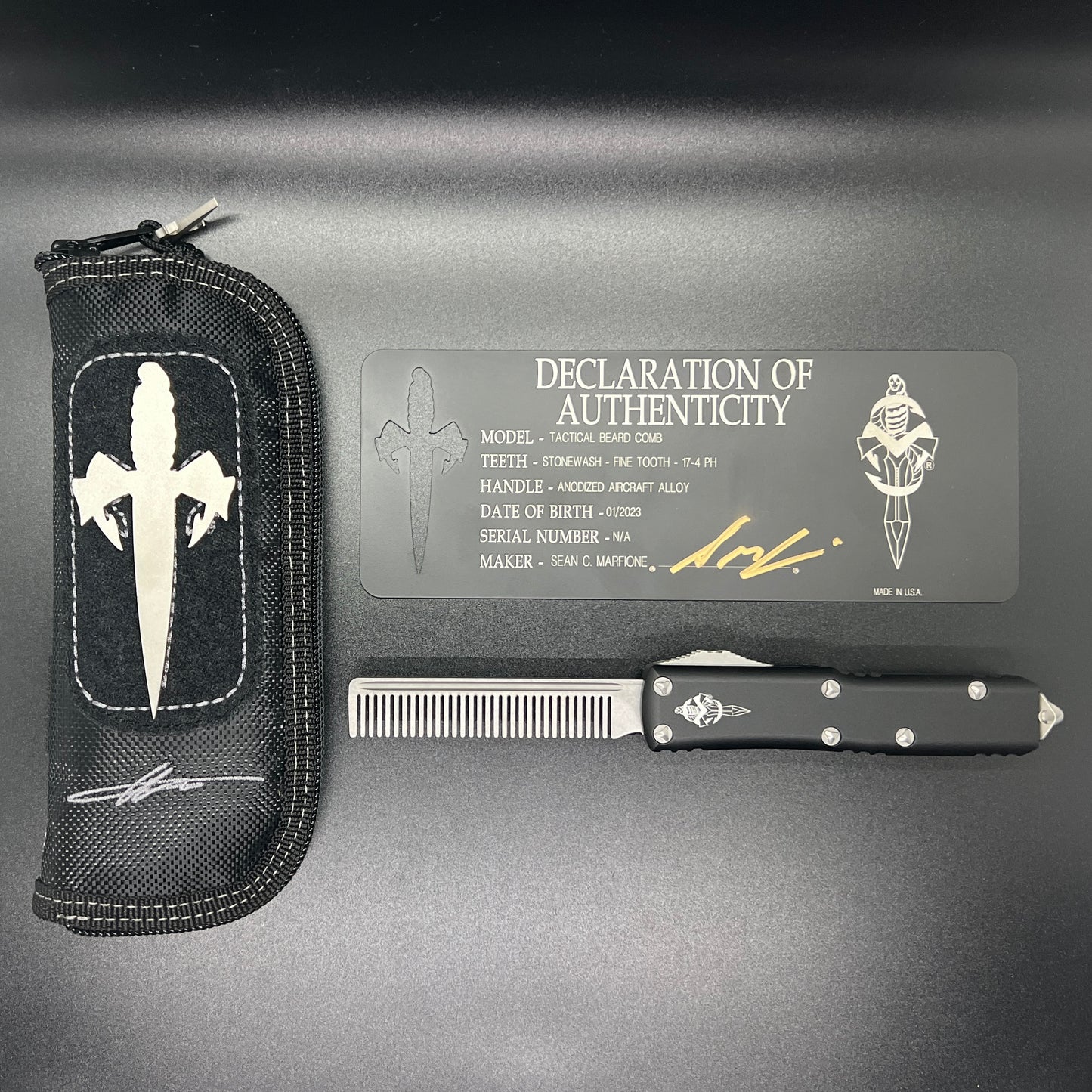 Microtech UTX-85 Knife Tactical Beard Comb Marfione Custom Knives (234-TBC)