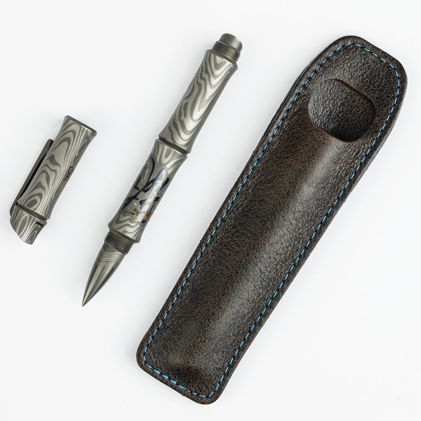 Streltsov.Art Pen Kamikaze Old Dragon - Titanium Damask Engraved