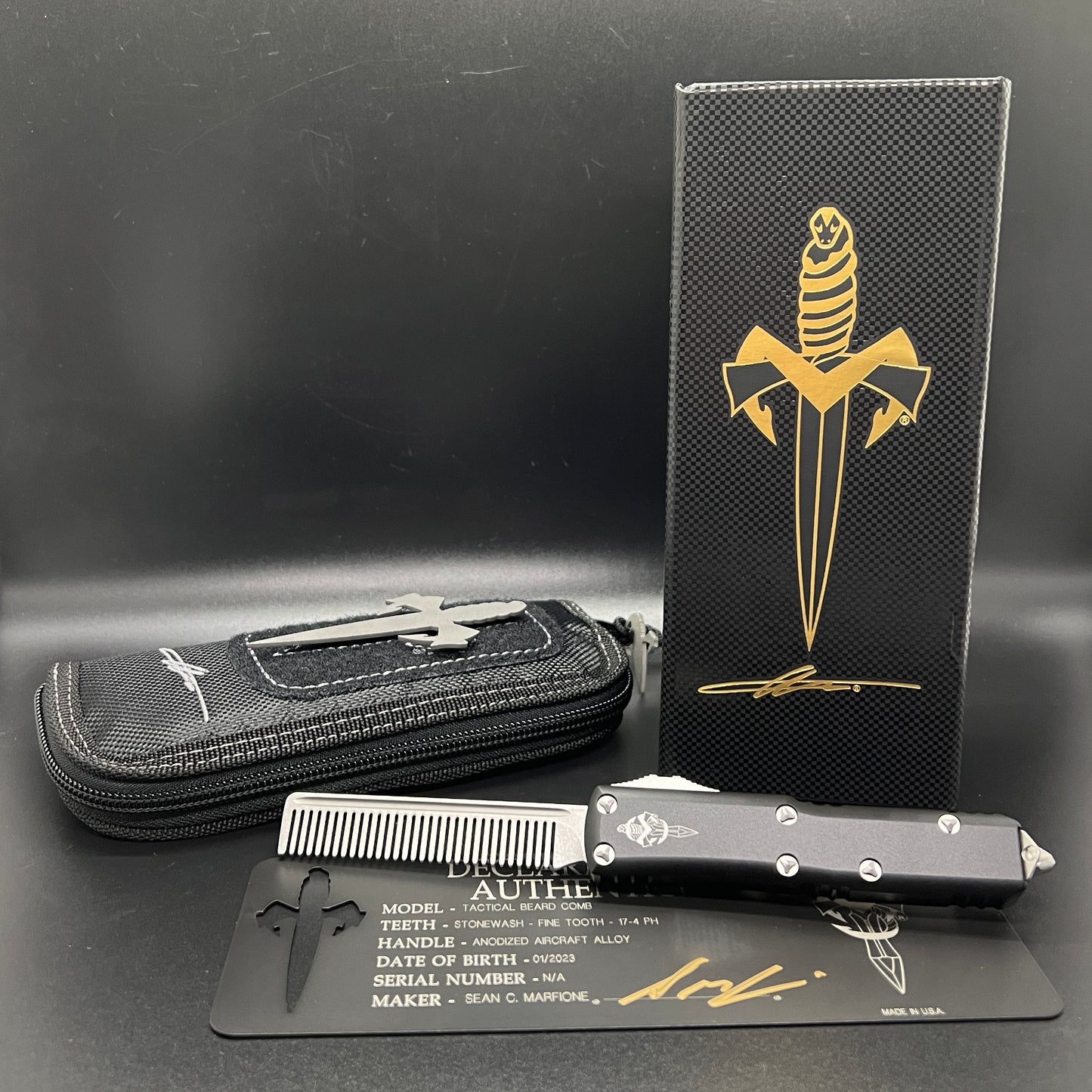 Microtech UTX-85 Knife Tactical Beard Comb Marfione Custom Knives (234-TBC)