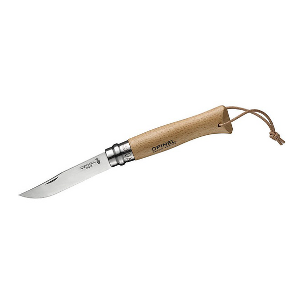 Opinel N°08 Stainless Steel + Leather Cord